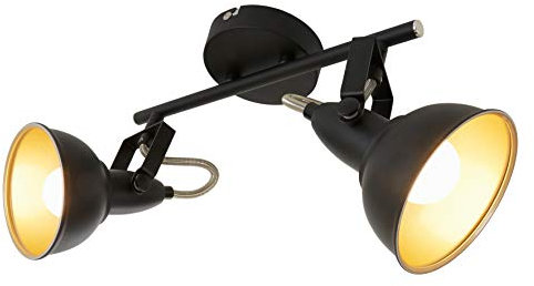 Briloner Leuchten Faretti retro 2, vintage, orientabili, luci da soffitto, nero e oro, max. 40 W, montaggio E14, 30.4 x 18.1 x 10 cm (L x A x P)