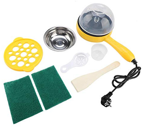 Nikou Sartén eléctrica - Mini Multifunción Sartén eléctrica Vaporizador de Huevos Freidora Herramienta de Cocina casera Enchufe de UE 220V (Color : Yellow)