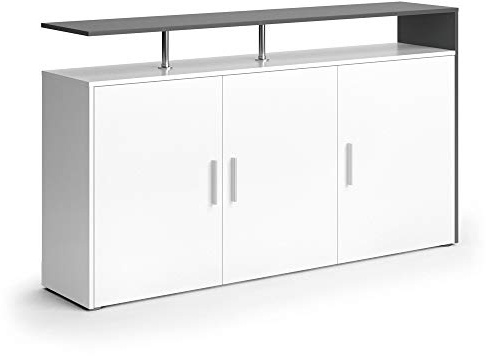 Vicco Kommode Amato, Weiß/Anthrazit, 35 x 91.6 cm, zur Aufbewahrung von Kleidung und Haushaltsgegenständen