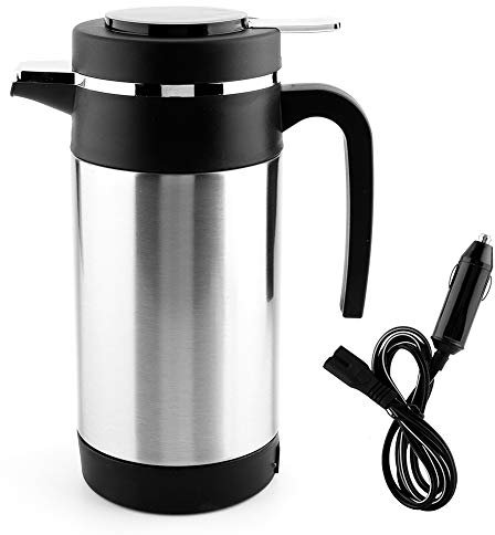 KIMISS 1000ML Caldera eléctrica para automóviles, acero inoxidable Taza de calefacción para autos Café Té Termo Calentador de agua Taza Caldera de viaje 12V