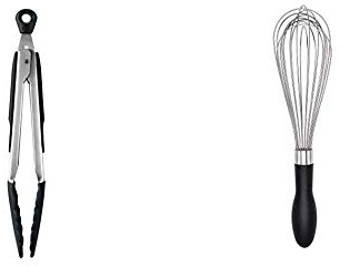 OXO Good Grips Locking Tongs with Silicone Heads, 9 inch & Good Grips Balloon Whisk, 11 inch