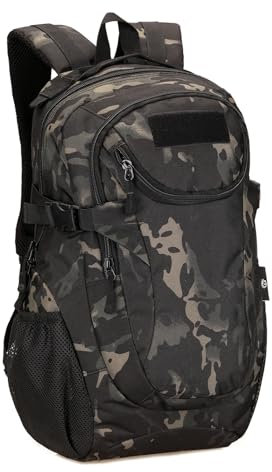 HUNTVP 25L Rucksack Herren Sportrucksack Motorrad Wasserdicht Schulrucksack Mini Tagesrucksack Militär Daypack Backpack Wanderrucksack für Arbeit Outdoor Sport Fitness Wandern, Camouflage