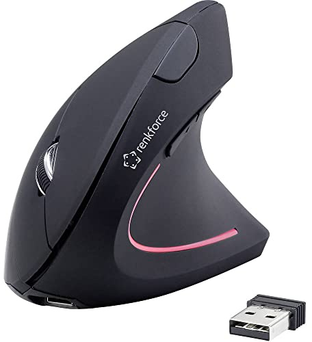 Renkforce RF-WM-322 Ergonomische Maus Funk Optisch Schwarz 5 Tasten 1600 DPI Ergonomisch, Wiederaufladbar