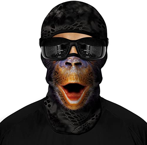 ShopINess Unisex 3D vinterbalaklava för vuxna ansiktsskydd för motorcykel, cykling, sport, vandring och utomhusaktiviteter, klassisk design, en storlek passar alla, djur, filmkaraktärer (apa