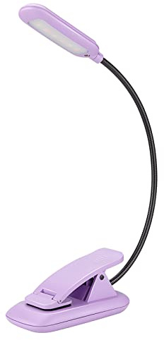 BIGMONAT Leselampe Buch Klemme Buchlampe USB Wiederaufladbare Klemmleuchte mit 6 LEDs,3 Farbtemperatur Modi diammbar Helligkeit Klemmlampe, 360° Flexibel für Nachtlesen ins Bet,violett