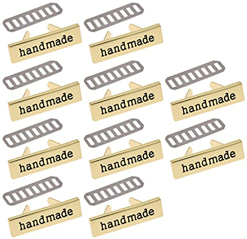 SUNPRETTY Handgefertigte Etiketten aus Metall, für Kleidung, Jeans, Schuhe, Taschen, Kleidung, rechteckig, handgefertigt, 10 Stück