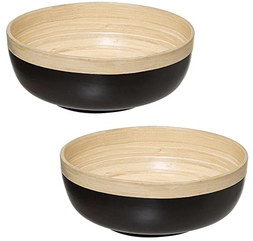 WELL HOME MOBILIARIO & DECORACIÓN 2X ENSALADERA DE BAMBÚ COLOR NEGRO 20CM + 30CM