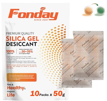 Lot de 10 sachets déshydratants rechargeables en gel de silice,50 g,Qualité alimentaire,Réactivation rapide,Indication d'humidité,Orange à vert,Pour placard, outils, médicaments alimentaires