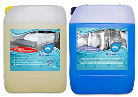 KaiserRein Geschirrreiniger & Gläserreiniger C 62 SET mit Klarspüler N100 Gewerblich ist flüssig für Spülmaschinen Automaten 12 kg Kanister I Gewerbe Spülmaschinen Reiniger Spülmittel
