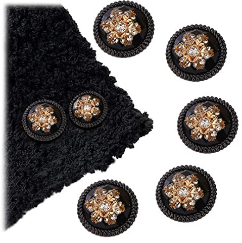 5 Stück elegante Schneeflocken-Schaftknöpfe Glitzer Strass Hemdknöpfe Metall Mantel Knöpfe für DIY Handwerk Scrapbooking Golden 2 20 mm