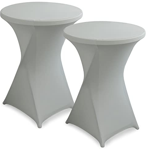 hicoosee 2er-Set Stretch Stehtischhusse, Ø80-85cm Hochwertige Tisch-Überzug Husse für Bistrotisch Stehtisch und Runde Stehtische, Elegante Stretch-Husse für Gartenparty Feier Hochzeit Taufe, Grau