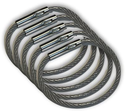 CDM Supply 5.5 Clear Nylon Coated Stainless Steel Locking Wire Ring, Heavy Duty Aircraft Cable, Tamper Proof Seal, Crimp Wire Key Ring Loop, 25 Pack