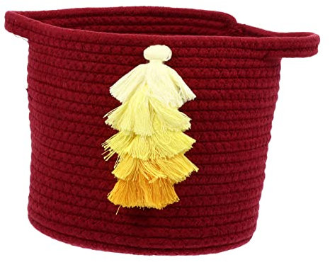 Cabilock Handgewebter Baumwollfadenkorb Für Schreibtisch Wohnzimmerkorb Als Make-up-halter Und Lagerung Box Mehrzweck-strickkorb Für Organisation Und Aufbewahrung