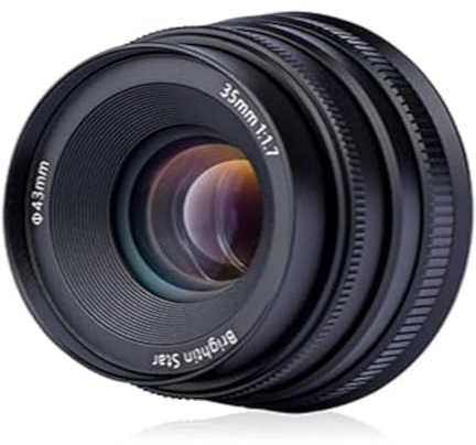 Brightin Star 35mm F1.7 Lens for Canon EOS-M Mount Mirrorless Cameras, APS-C Manual Focus Large Aperture Prime Humanistic Lens Fit for M6, M50, M5, M3, M200, M10, M100, M, M2(Black)