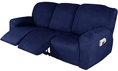 GUYIRT Wasserdicht Ruhesessel Bezug, Weich Sesselbezug Für 1 2 3 Sitzplätze, Sesselschoner Mit Taschen-Stretch-Möbelschutz -Navy blau-3 Sitzer