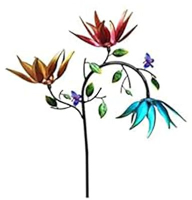 3D Unique And Magical Metal Windmill Spin, Wind Spinners For Garden, Wind Spinners Stakes Ornaments For Yard, Wind Spinner Windmill, Wind Sculpture Spinner (Blue)