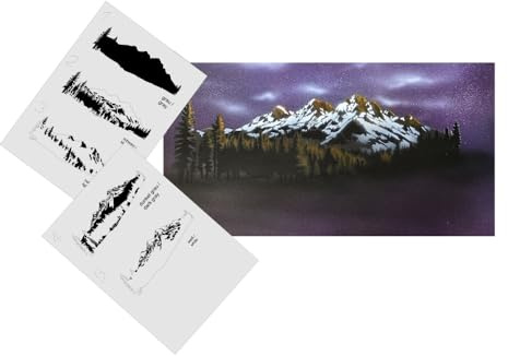 AS-354 Berge/Mountains Step by Step Airbrushschablone Größe M