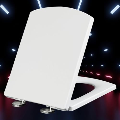 Toilettendeckel mit Absenkautomatik, Wc Sitz Eckig Familien Klobrille Quick Release Easy-Clean-Funktion Wc Deckel Stabile QualitäT Einfache Montage,white-34.5 * 43cm