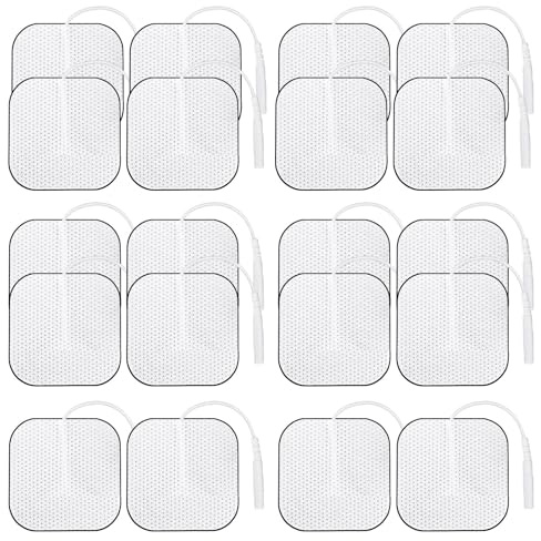 SUNJULY Tens Elektroden Pads, 40 Stück 5x5 cm Tens Gerät Schmerztherapie, Selbstklebende Wiederverwendbare Elektrode Gerät Pads mit den Meisten TENS EMS Gerät Pads