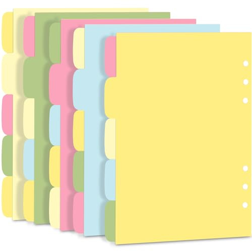 25 x A5-Ordner-Trennblätter, 6-fach gelocht, bunte Ringbuch-Trennblätter, lose Blätter, Trennblätter für A5-Notizblock