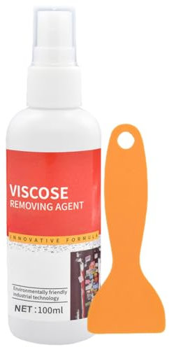 FUXNGZI Klebereste Entferner,100 ML etikettenlöser mit Praktischem Schaber – Extrem Starker Klebstoffentferner Etikettenlöser für Hartnäckige Etiketten,Aufkleber,Klebereste (1PC)
