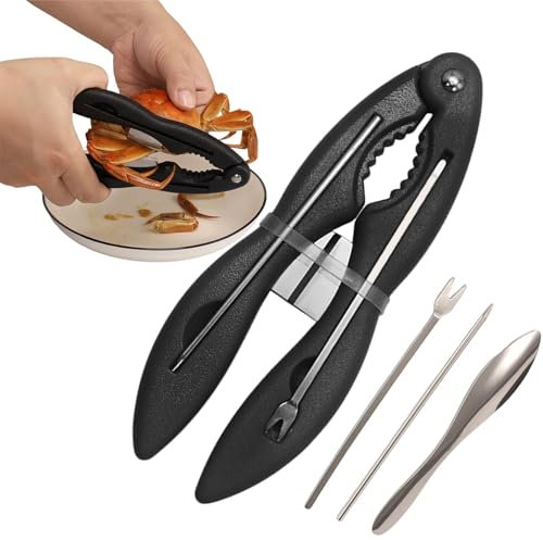 Ensemble de craquelins et pics au homard, craquelins et outils au crabe | 4 outils de cueillette de pinces de crabe en acier inoxydable - Outils ergonomiques antidérapants pour fruits de mer, pattes d