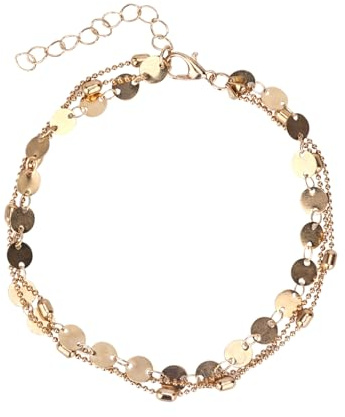 Mikovivi Bracelet de Cheville Doré Léger pour Femme - Bijoux de Pied Élégants Étanche en Alliage de 26,5 cm