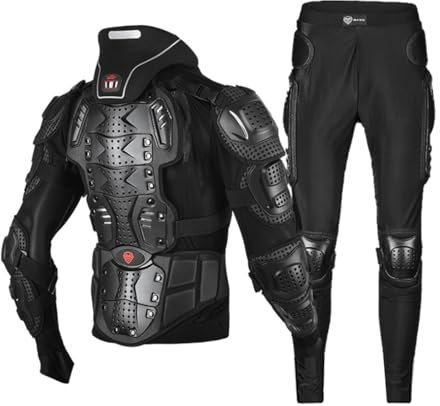 Baymate Motorrad Körperpanzer Motocross-Schutzausrüstung Erwachsene Motorrad Schutz Jacke Bike Brustkorb Wirbelsäulen-Protektor Jacke (Set 2-Schwarz,M)