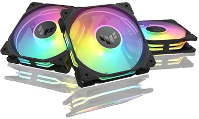 ASUS TUF Gaming TR120 ARGB Reverse Blade Black 3IN1 Gehäuselüfter 3er Pack (120mm PWM PC Lüfter, 2000 rpm, 2.75 mm H2O, 76,3 CFM Luftstrom, 16 einzeln adressierbare RGB-LEDs, schwarz)