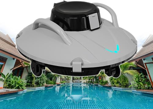 pealiritansemen Aspirapolvere Automatico per Piscina, Parcheggio Automatico Batteria Scarica, con Indicatore LED E Doppi Motori, per Palestra, Hotel Resort, Batteria Ricaricabile da 5000 mAh