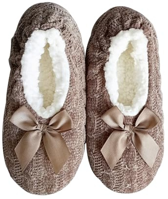 Warmiray Women's Plush Warm Slippers Chenille Soft Material Non-Slip Sole Mute Soft Sole (Coffee, Adult, Women's, 7, Digital Range, US Shoe System, 8, M (M)