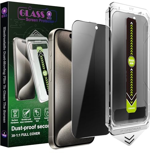 SY SHANGYAN 2-Pack Privacy Screen Protector for iPhone 16 Pro Max (6.1),9H Tempered Glass,Full Coverage,Anti-Fingerprint,Auto Dust Removal,Bubble-Free,Easy Fit