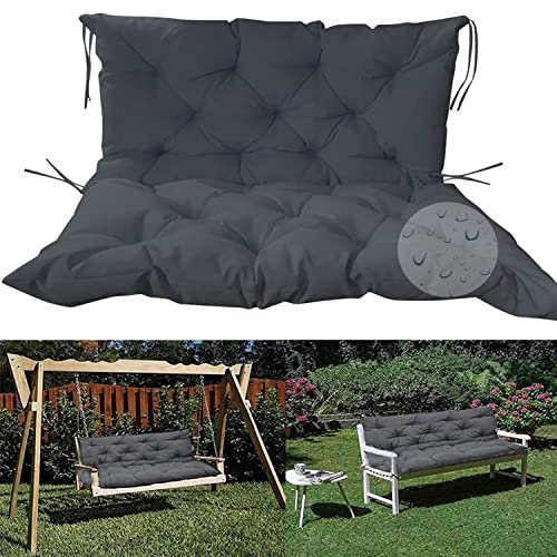 Wasserdichte Gartenschaukel aus Holz mit Rückenlehne, 2- und 3-Sitzer, Sonnenstuhl, Terrassenmöbel, rutschfeste Bänder, 150 x 100 x 10 cm, Dunkelgrau