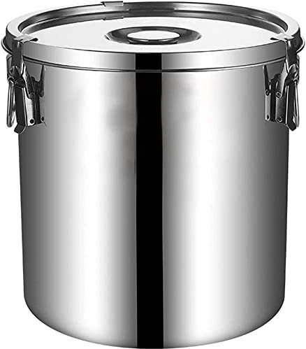 HPTHLY Milchtransporteimer, luftdichte Milchkanne aus Edelstahl 201, Milcheimer, Weineimer, Ölfass, Teekanister, Flüssigkeits- und Feststoffbehälter mit versiegeltem Deckel, 40 l