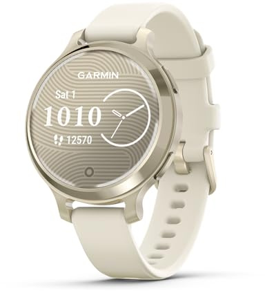 Garmin Lily 2 Active GPS 35mm Smartwatch, Stylish Smaller watch, Fitness Tracker with Hidden Display, Sports apps, Bright Touchscreen Display, up to 9 days battery life, Cream Gold (Renewed)