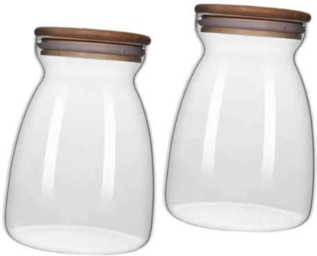 Alipis 2pcs Practical Glass Storage Kettle Food Storage Jar Airtight Container Glass Jar