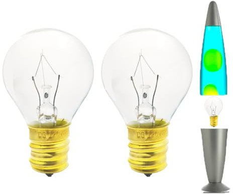 Lava Lamp Bulb 25W, Lava Lamp Bulb Replacement S11 E17 for 13-inch Lava Light, 25W 120V E17 Base Bulb, 2-Pack