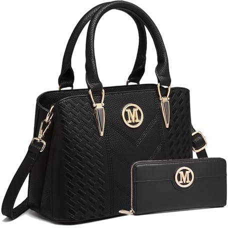 Miss Lulu Handtasche Damen Mittelgroß Henkeltasche Elegante Schultertasche Tasche für Damen mit Lychee Muster damenhandtasche aus PU Leder mit Abnehmbarer Schultergurt