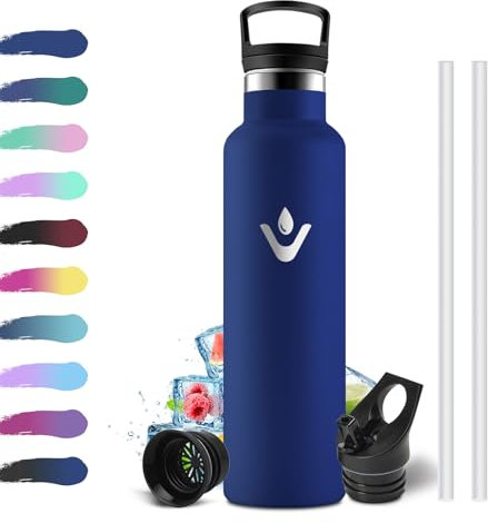 Trinkflasche Edelstahl 750ml, Thermosflasche BPA-Frei, Auslaufsichere Isolierflasche Doppelwandig, Wasserflasche Kohlensaeure Geeignet, Isolierflasche für Fitness, Schule, Outdoor, Erwachsener