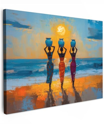 MuchoWow© Stampa Foto 70x50 cm Quadro Moderno Quadri Moderni Soggiorno Con Cornice Stampe Da Parete Camera Da Letto Matrimoniale Decorazione Canvas Donne - Spiaggia - Tramonto