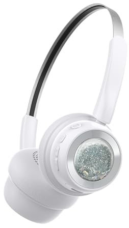 BEVCEFCC Cuffie Bluetooth sovrauricolari, pieghevoli, wireless, vestibilità comoda, pieghevoli, leggere, cuffie Bluetooth con microfono per telefono PC da viaggio (bianco)