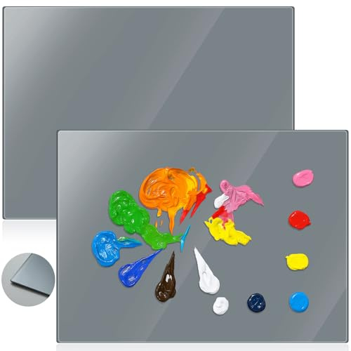 Nuanchu 2 x Palette aus gehärtetem Glas für Ölmalerei, 30,5 x 40,6 cm, Grau | Hält nasse Farbe frisch, kratzfest, leicht zu reinigen, neutraler Hintergrund für DIY-Farbmischungen, Künstlerbedarf
