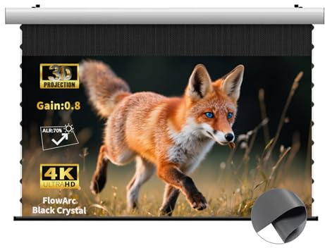 FlowArc Pantalla desplegable motorizada Inteligente de Lujo Black Crystal Pantalla ALR con Carcasa de Aluminio Blanco,Compatible con proyectores Normales/Largo Alcance con más de 1800 lúmenes (180)