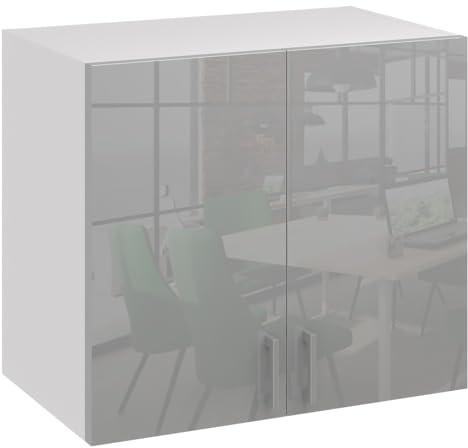 roe furniture Küchenhängeschrank 80 cm – Küchenoberschrank mit 2 Türen & 2 Regalfächern – Wandschrank für Küche, 80×60×31,6 cm – Hängeschrank aus Holzwerkstoff, Wandmontage