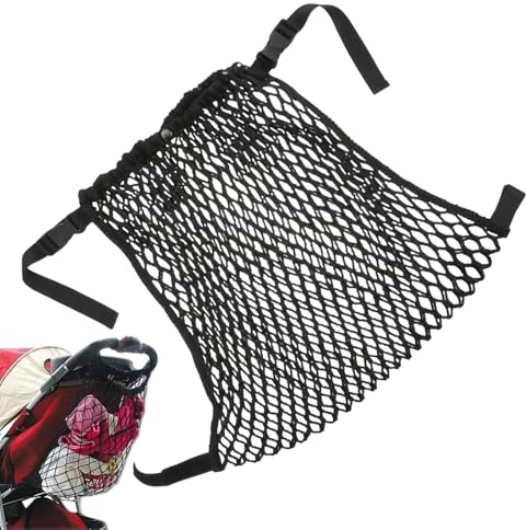 Kinderwagentaschen-Organizer, Polyester-Netz-Aufbewahrungstasche, verstellbare Windelaufbewahrung, Organizer mit Netz für Lebensmittel, Einkaufen, Regenschirm, Einkaufswagen, Outdoor-Reisen
