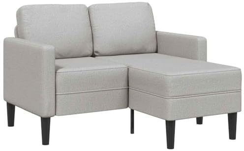 QJBSAVVA L-Form Zweisitzer Sofa mit Chaiselongue Wolkengrau 125 cm Stoffbezug Modernes Lounge Sofa für kleine Wohnzimmer Jugendzimmer Balkon
