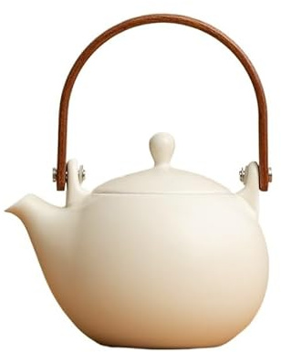 Tea Kettle Cream Yellow Teapot Household Large Lifting Pot Simple Exquisite Ladies Single Person Kung Fu Tea Set Ceramic Tea Brewer Small Tea Pot