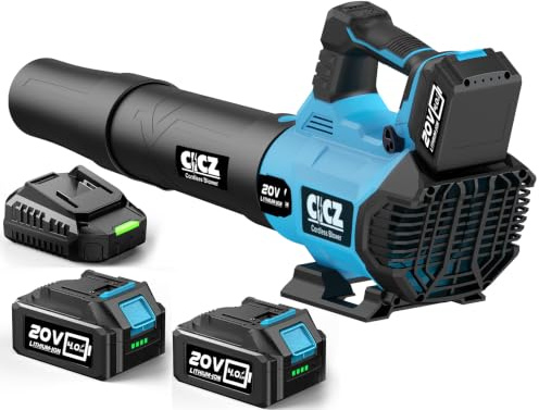 Akku-Laubbläser 20V, Laubbläser Akku Luftgeschwindigkeit 257 km/h mit 3-Gang & 2x4,0Ah Akkus –Kabellos laubbläser für Garten, Laub,Staub & Schneedecke