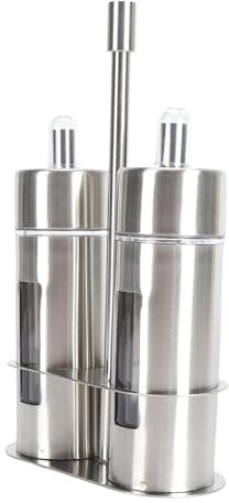 Sxhlseller Juego de Vinagreras de Aceite y Vinagre de Acero Inoxidable con Práctico Pico para Cocina, Ventana Transparente de 80ml de Capacidad para Hombres y Mujeres