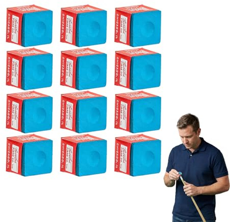 12 Piezas de Tiza de Billar Profesional, Tiza para Taco de Snooker y Pool, Antideslizante, Aumenta Fricción y Precisión, Durable, Color Azul Vivo, Accesorio para Mesa de Billar, Fácil Transporte